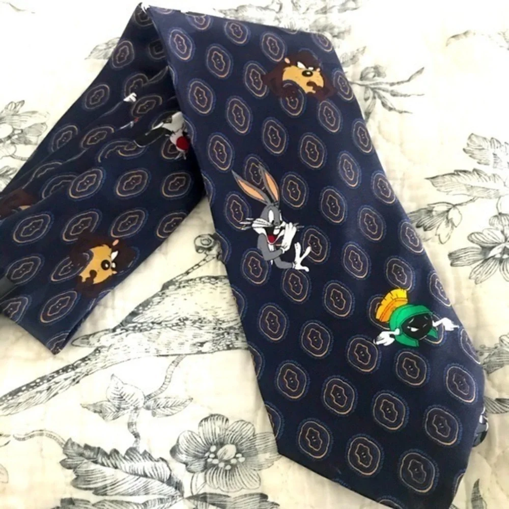 Vintage Looney‎ Tunes Navy Neck Tie EUC